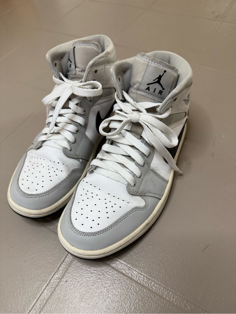 Jordan High-Top Sneakers in White and Light Gray